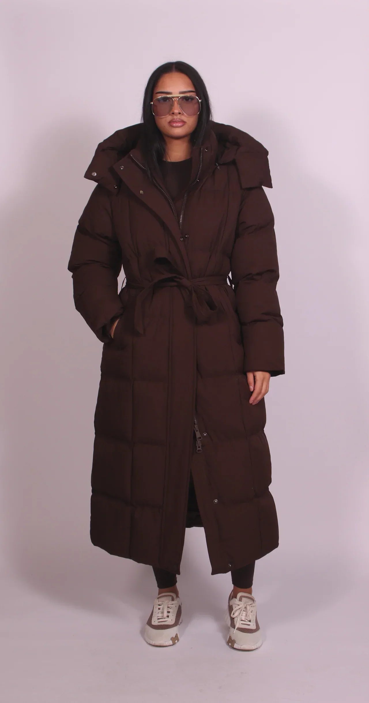 Deni™ | Long Belted Puffer Coat