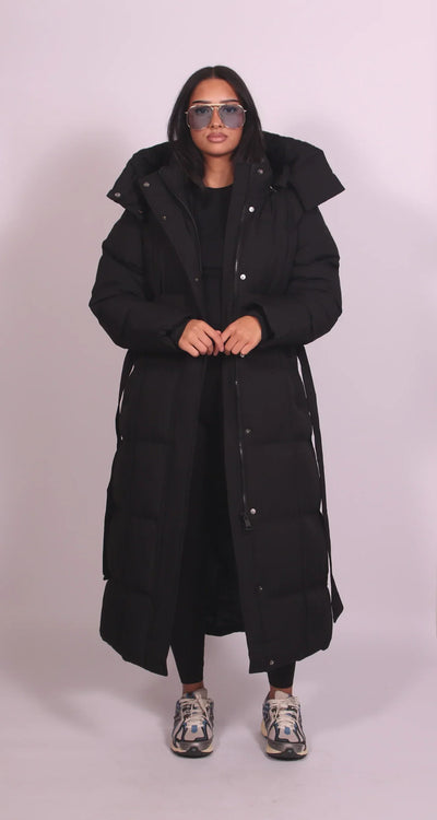 Deni™ | Long Belted Puffer Coat